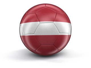Soccer football with Latvian flag. Image with clipping path