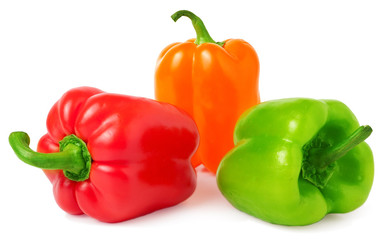 colored paprika isolated on white background