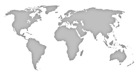 Fototapeta na wymiar Gray World Map Silhouette