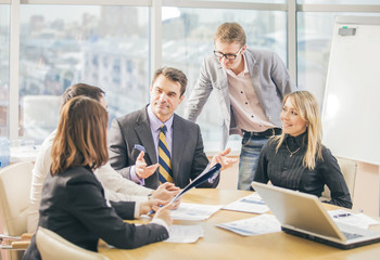 Business people working together in meeting room, a business team in office and planning work
