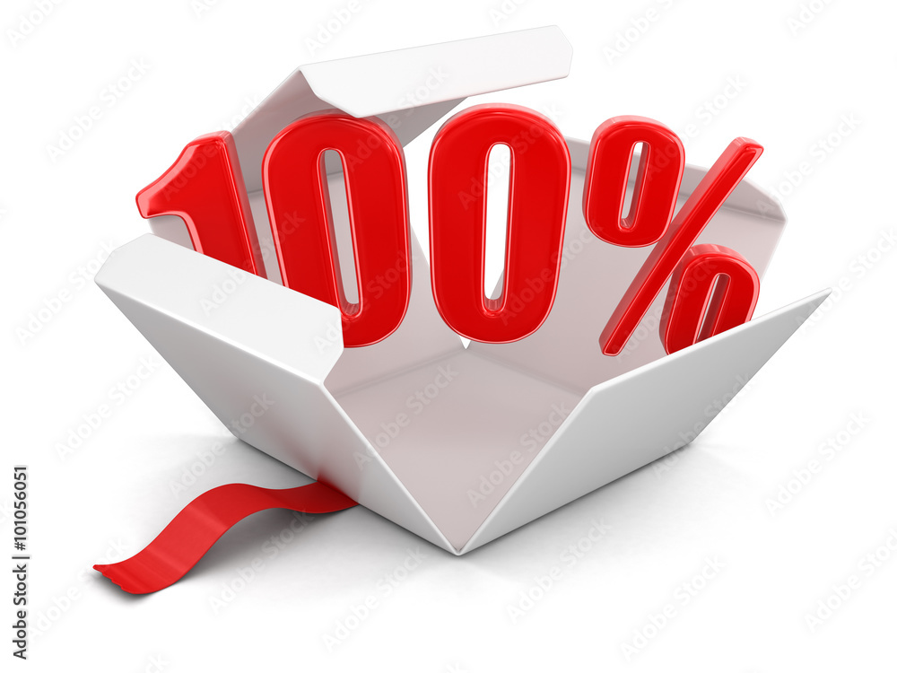 Poster open package with 100%. image with clipping path