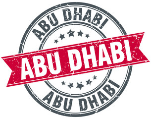 Abu Dhabi red round grunge vintage ribbon stamp