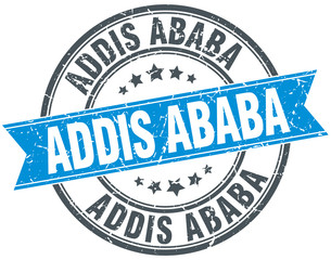Addis Ababa blue round grunge vintage ribbon stamp