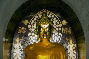 Sitting golden Buddha on Wat Chet Yot in Chaing Mai,Thailand.