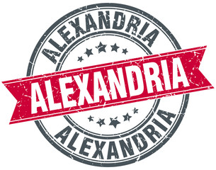 Alexandria red round grunge vintage ribbon stamp