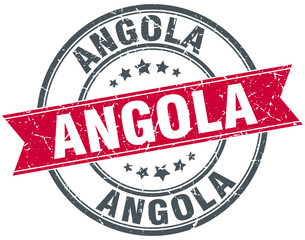 Angola red round grunge vintage ribbon stamp