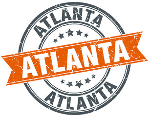 Atlanta red round grunge vintage ribbon stamp