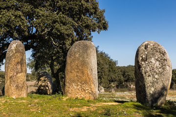 Vale Maria do Meio Cromlech.
Megalithic stone circle located near Evora in Portugal.
Chronology: IV-III millennium.