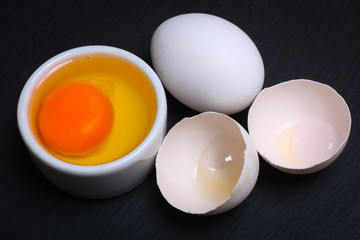 Cooking concept. Closeup shot of fresh chicken eggs