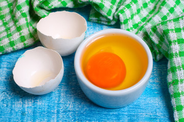Cooking concept. Closeup shot of fresh chicken eggs