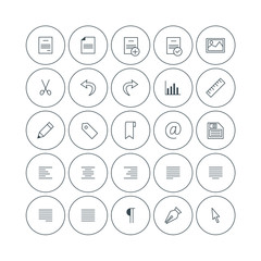 Set of Vector Thin Line Text Formattng Icons. Document Types, Alignment, Paragraph