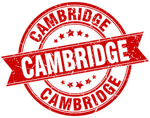 Cambridge red round grunge vintage ribbon stamp