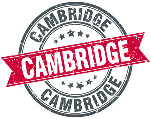 Cambridge red round grunge vintage ribbon stamp