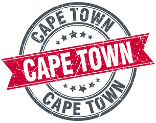 Cape Town red round grunge vintage ribbon stamp
