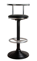 bar stool with cast-iron base and leather seat