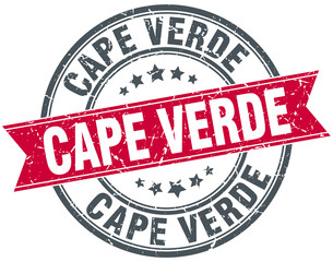 Cape Verde red round grunge vintage ribbon stamp