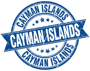 Cayman Islands blue round grunge vintage ribbon stamp