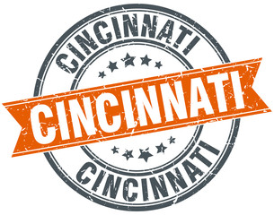 Cincinnati red round grunge vintage ribbon stamp