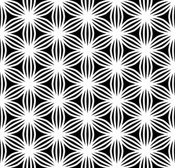 Vector seamless texture. Modern geometric background. Monochrome pattern with abstract flowers.