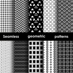 Set of 6 monochrome seamless patterns