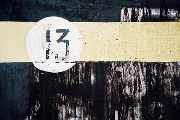 Absrtact background - yellow stripe and number thirteen