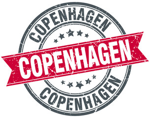 Copenhagen red round grunge vintage ribbon stamp
