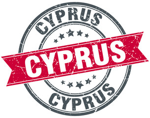 Cyprus red round grunge vintage ribbon stamp