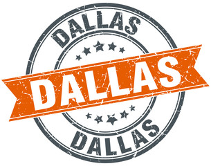 Dallas red round grunge vintage ribbon stamp