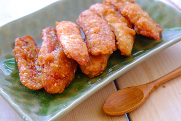Thai snack sweetened fried banana fritters
