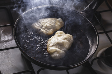 fritters fry on frying pan