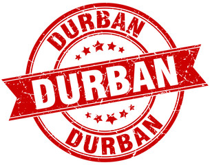Durban red round grunge vintage ribbon stamp