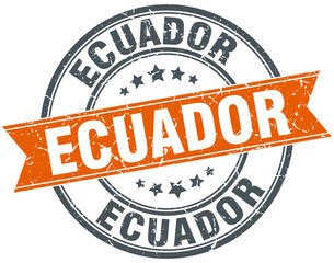 Ecuador red round grunge vintage ribbon stamp