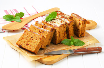 Sliced gingerbread loaf