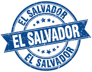 El Salvador blue round grunge vintage ribbon stamp