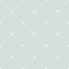 Geometric repeating ornament with diagonal white dots and light blue background. Seamless abstract modern pattern
