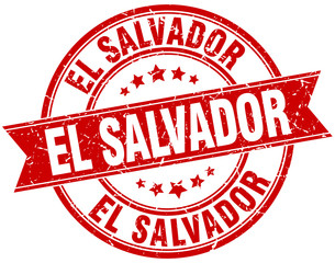 El Salvador red round grunge vintage ribbon stamp