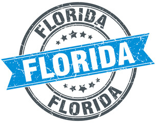 Florida blue round grunge vintage ribbon stamp