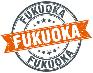Fukuoka red round grunge vintage ribbon stamp