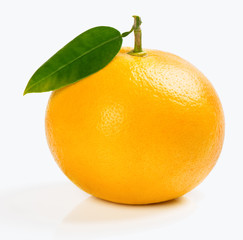 Yellow grapefruit with leaf