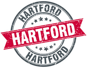 Hartford red round grunge vintage ribbon stamp
