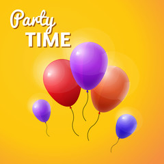 Vector party time inscription with balloons