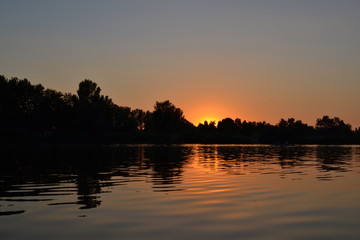 Beautiful sunset on the Dnieper river