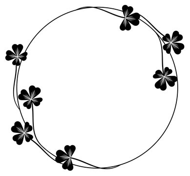 Round outline frame with shamrock silhouette