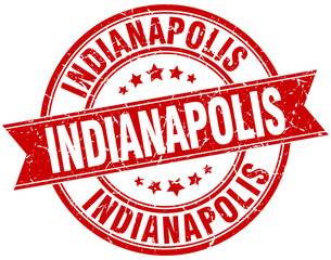 Indianapolis red round grunge vintage ribbon stamp