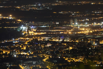 night view of the Turin city with many city lights