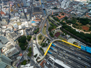 Fototapeta premium Aerial View of Dom Pedro II Bus Station and Municipal Market, Sao Paulo, Brazil
