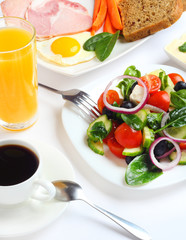breakfast salad 
vegetables fruit food isolated on white background