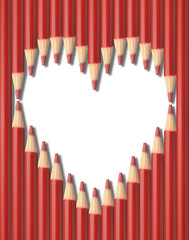Red pencils heart shape isolated