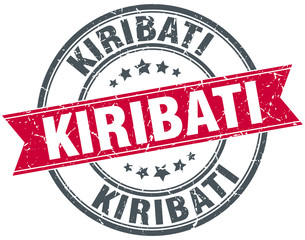 Kiribati red round grunge vintage ribbon stamp