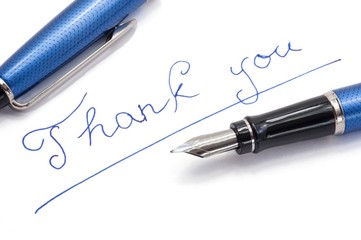 Fototapeta premium Thank you note on white background